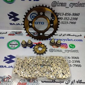 ست دنده چرخ زنجیر کامل موتور سیکلت هندا طلایی درجه 1