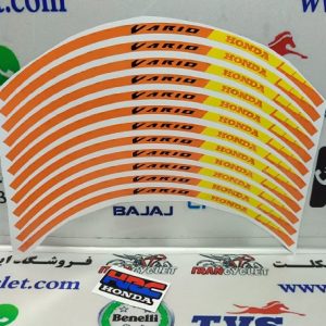 برچسب دور رینگ انواع موتور سیکلت واریو نارنجی زرد (دست)