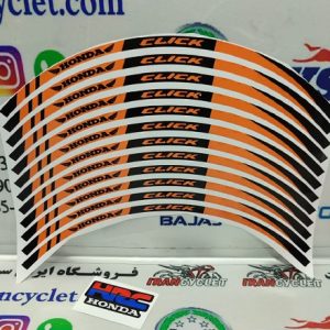برچسب دور رینگ انواع موتور سیکلت هندا کلیک مشکی نارنجی (دست)