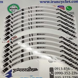 برچسب دور رینگ انواع موتور سیکلت باجاج NS200 نقره ای