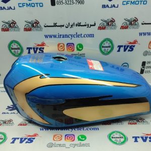 باک موتور سیکلت هندا آبی فیروزه ای شال طلایی دور مشکی (با قاب بغل)