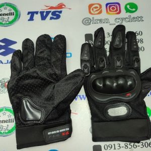 دستکش حرفه ای ضربه گیر دار موتور سواری مشکی