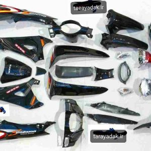 قاب کاور ست کامل بدنه موتور سیکلت طرح ویو ایرانی ( خطر راهنما بلوری و برچسب ) مشکی
