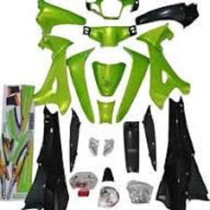 قاب کاور ست کامل بدنه موتور سیکلت طرح ویو ایرانی ( خطر راهنما بلوری و برچسب ) سبز