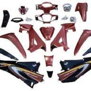 قاب کاور ست کامل بدنه موتور سیکلت طرح ویو ایرانی ( خطر راهنما بلوری و برچسب ) مسی