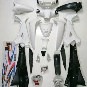 قاب کاور ست کامل بدنه موتور سیکلت طرح ویو ایرانی ( خطر راهنما بلوری و برچسب ) سفید