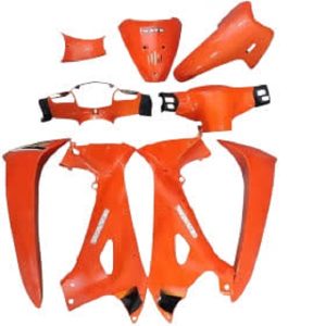 قاب کاور ست کامل بدنه موتور سیکلت طرح ویو ایرانی ( خطر راهنما بلوری و برچسب ) نارنجی